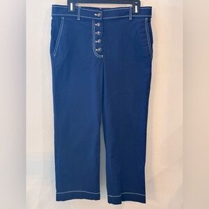 LOFT Curvy Button Front Straight Pants Navy With white stitching size 6P